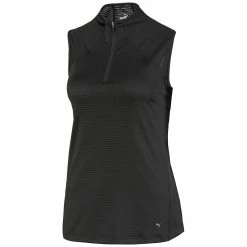 PUMA Golf Puma Daily Mockneck Womens Sleeveless Golf Polo -Clubs Shop 11533 01BLACKHTHR 9910385f 4fca 4b0d b75c 3df6b6af01e8