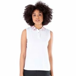 NVO Darci White Womens Sleeveless Golf Polo