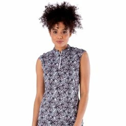 NVO Lilith Mock Black Womens Sleeveless Golf Polo