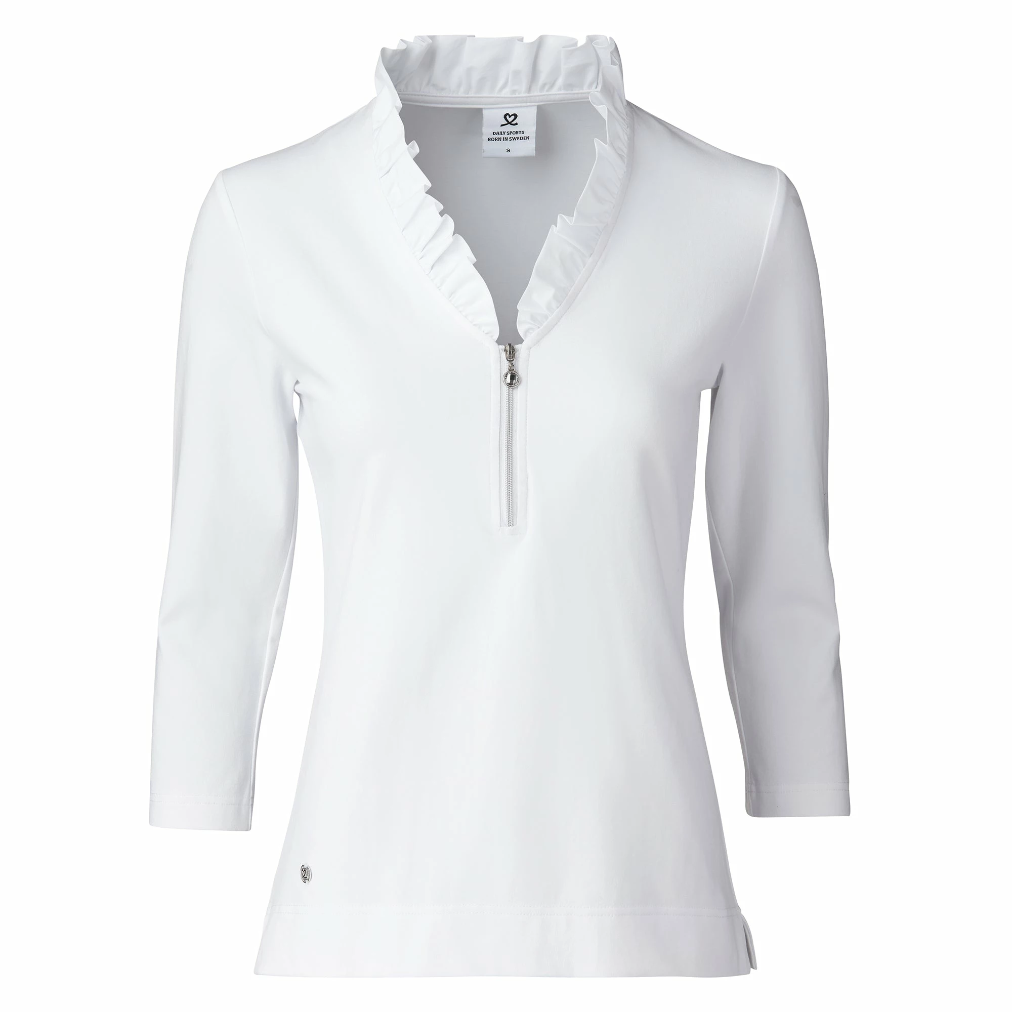 Daily Sports Patrice 3/4 Sleeve White Womens Golf Polo 1 Daily Sports Patrice 3/4 Sleeve White Womens Golf Polo