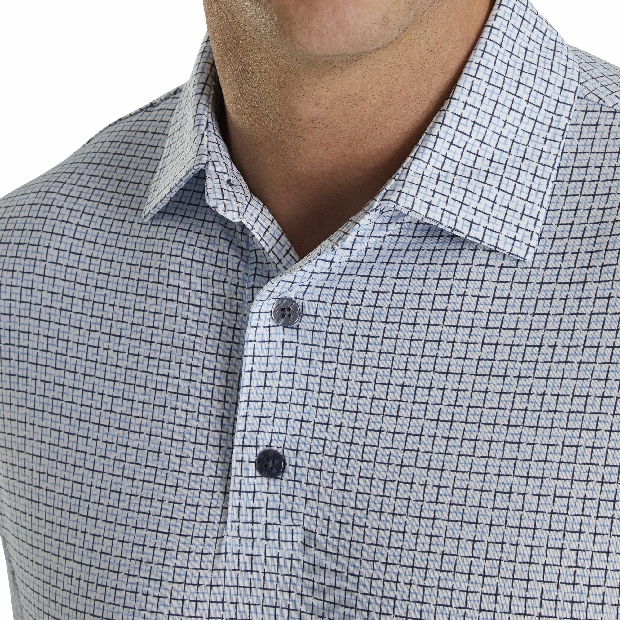 FootJoy Lisle Open Weave Print Self Collar White Mens Golf Polo 3 FootJoy Lisle Open Weave Print Self Collar White Mens Golf Polo - Image 3