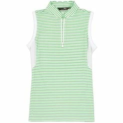 Polo Ralph Lauren RLX Mesh Mix Force Green Stripe Womens Sleeveless Golf Polo