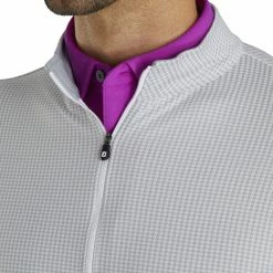 FootJoy Houndstooth Jacquard Grey Mens Golf 1/4 Zip Pullover -Clubs Shop 20999 GREYWHITE 3