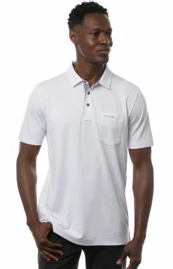 TravisMathew Get Iced White Mens Golf Polo
