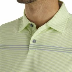 FootJoy Lisle Engineered Pinstripe White-Lime Mens Golf Polo -Clubs Shop 21480 WHITELIMEGREY 2