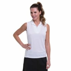 EP NY EP New York Convertible Mock Zip Womens Golf Polo -Clubs Shop 21499 WHITE100