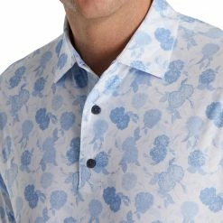 FootJoy Lisle Vintage Floral Print Sky Mens Golf Polo -Clubs Shop 21639 SKY 2