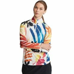 Polo Ralph Lauren RLX Ralph Lauren Printed Airflow Jersey Abstract Palms Womens Golf 1/4 Zip