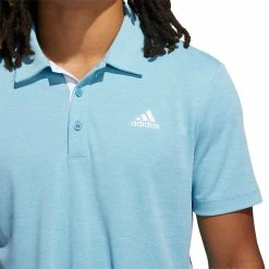 Adidas Golf Adidas Advantage Novelty Heathered Mens Golf Polo -Clubs Shop 22000 HAZYBLUEMEL 1