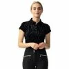 Daily Sports Blanche Black Womens Cap Sleeve Golf Polo