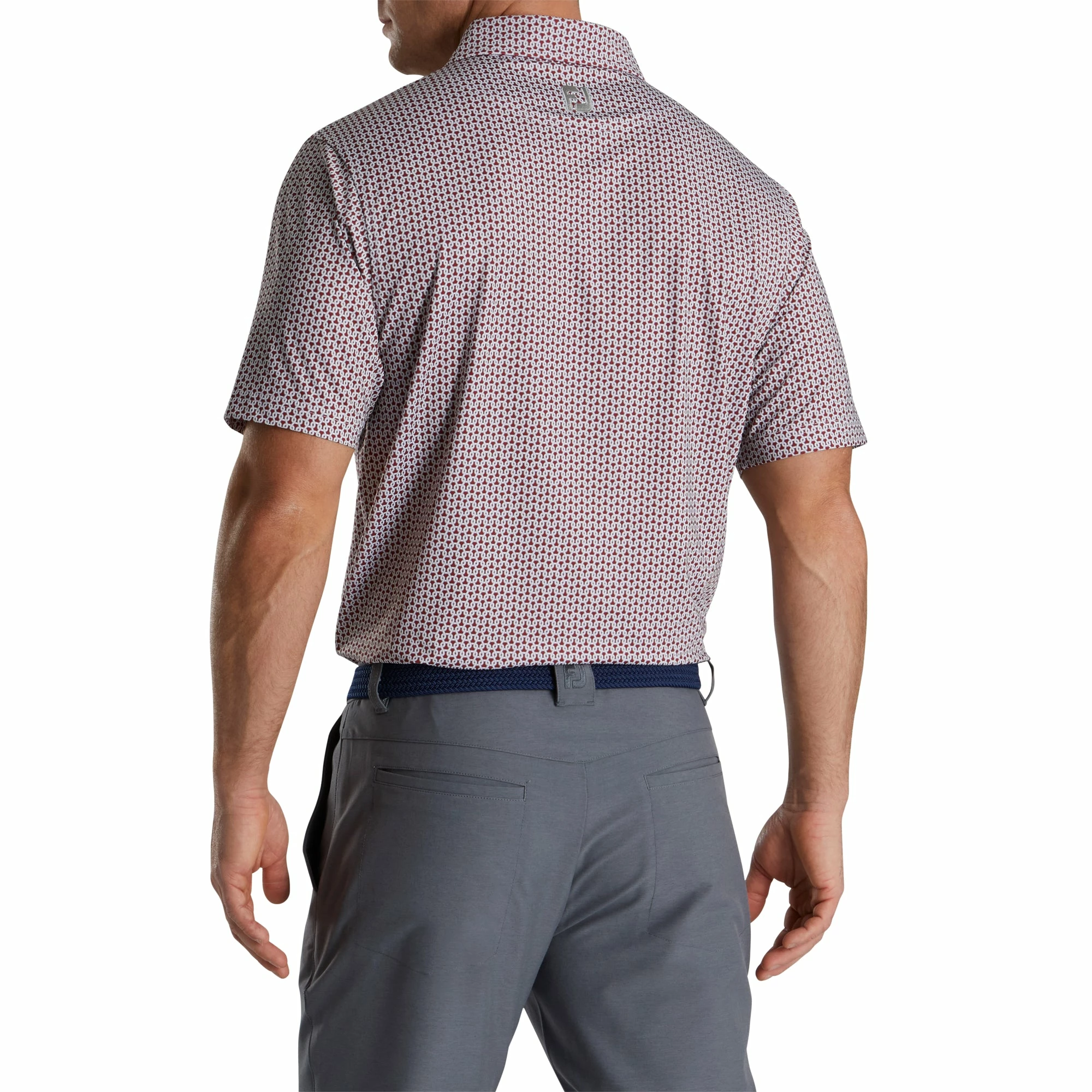 FootJoy Loop Print Lisle Merlot Mens Golf Polo 2 FootJoy Loop Print Lisle Merlot Mens Golf Polo - Image 2