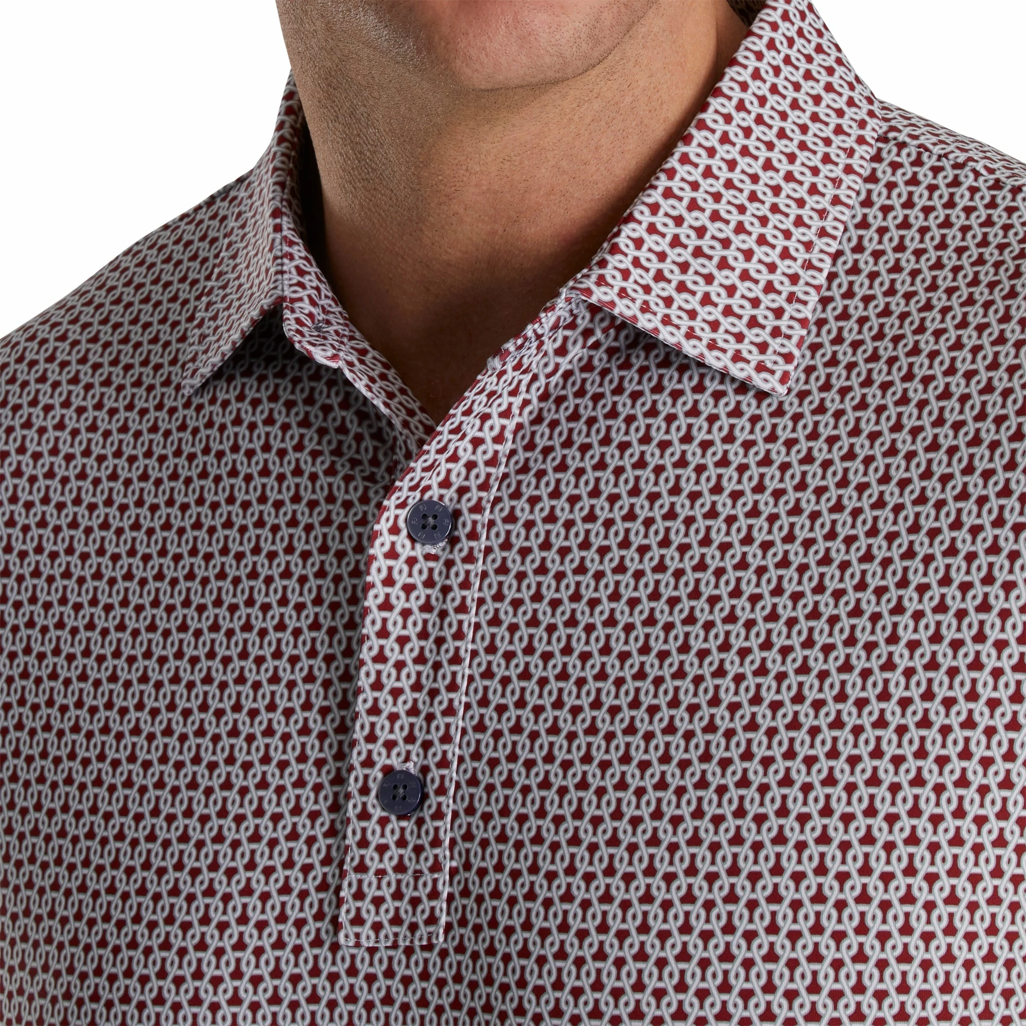 FootJoy Loop Print Lisle Merlot Mens Golf Polo 3 FootJoy Loop Print Lisle Merlot Mens Golf Polo - Image 3