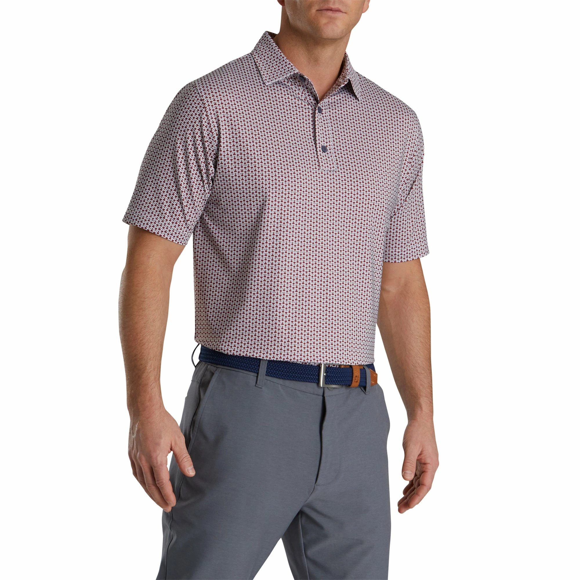 FootJoy Loop Print Lisle Merlot Mens Golf Polo 1 FootJoy Loop Print Lisle Merlot Mens Golf Polo