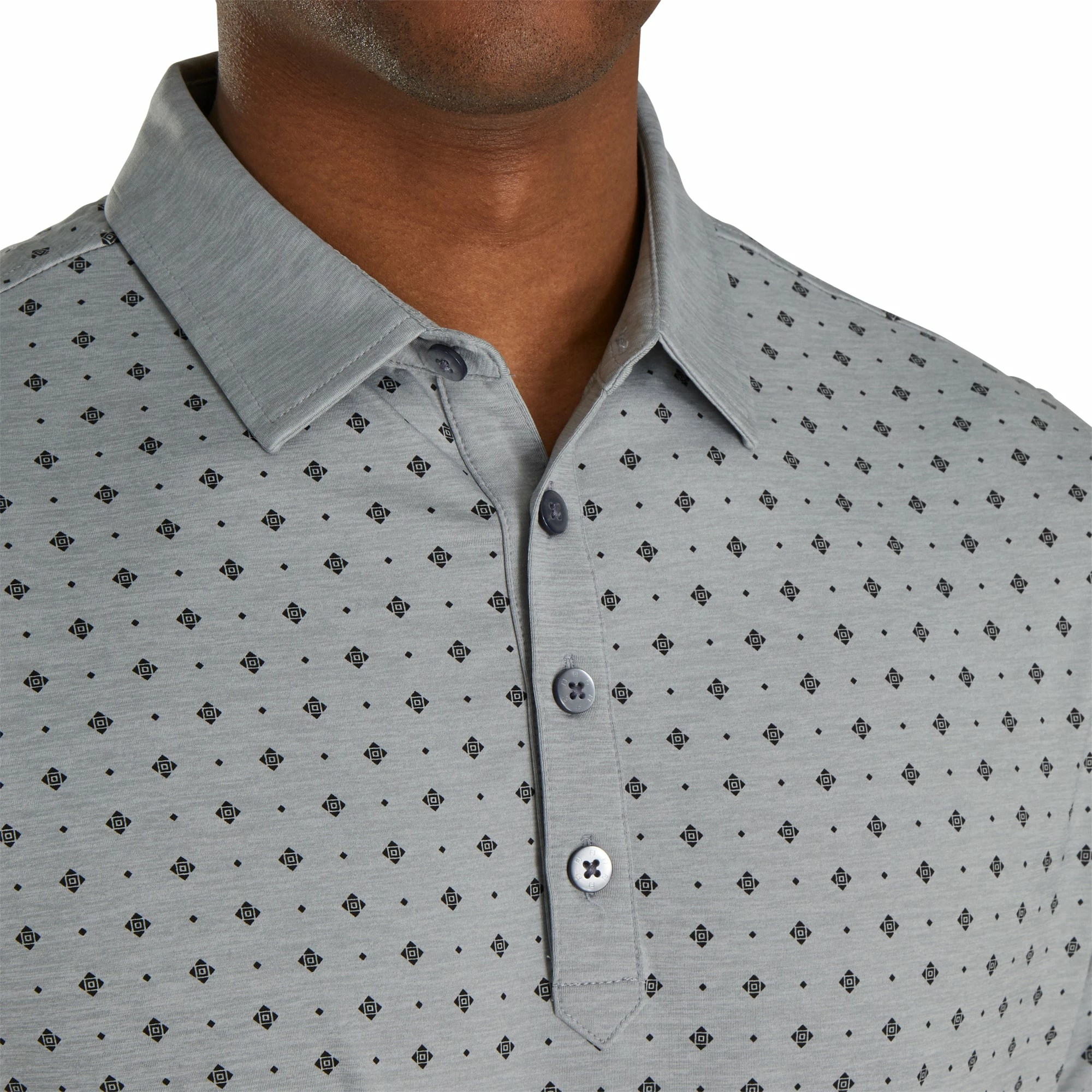 FootJoy Athletic Fit Deco Print Heather Grey Mens Golf Polo 3 FootJoy Athletic Fit Deco Print Heather Grey Mens Golf Polo - Image 3
