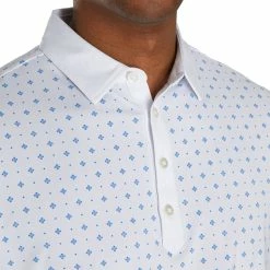 FootJoy Athletic Fit Deco Print White Mens Golf Polo -Clubs Shop 24682 WHITEROYAL 2