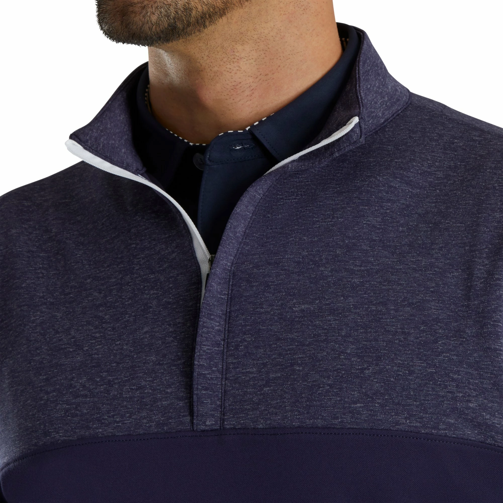 FootJoy Heather Yoke Navy Mens Golf 1/2 Zip 3 FootJoy Heather Yoke Navy Mens Golf 1/2 Zip - Image 3
