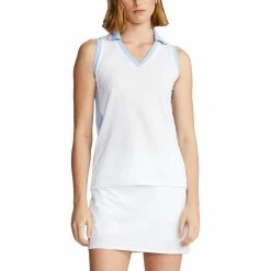 Polo Ralph Lauren Polo Golf Ralph Lauren Cricket Pure White Elite Blue Womens Sleeveless Golf Polo