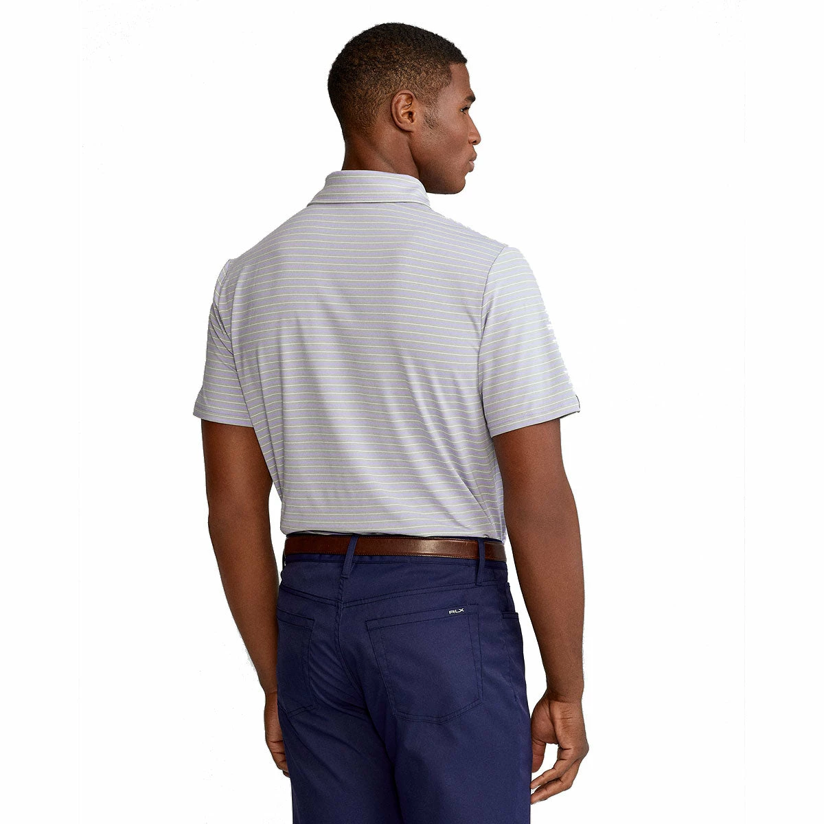Polo Ralph Lauren RLX Ralph Lauren Featherweight Tri-Color Stripe Sky Lavender Mens Golf Polo 2 Polo Ralph Lauren RLX Ralph Lauren Featherweight Tri-Color Stripe Sky Lavender Mens Golf Polo - Image 2