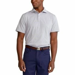 Polo Ralph Lauren RLX Ralph Lauren Featherweight Tri-Color Stripe Sky Lavender Mens Golf Polo