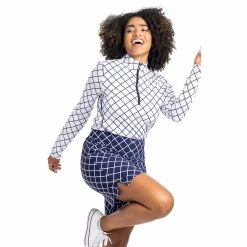 Kinona Keep It Covered Printed Womens Long Sleeve Golf Shirt -Clubs Shop 25164 LATTICEWHT935