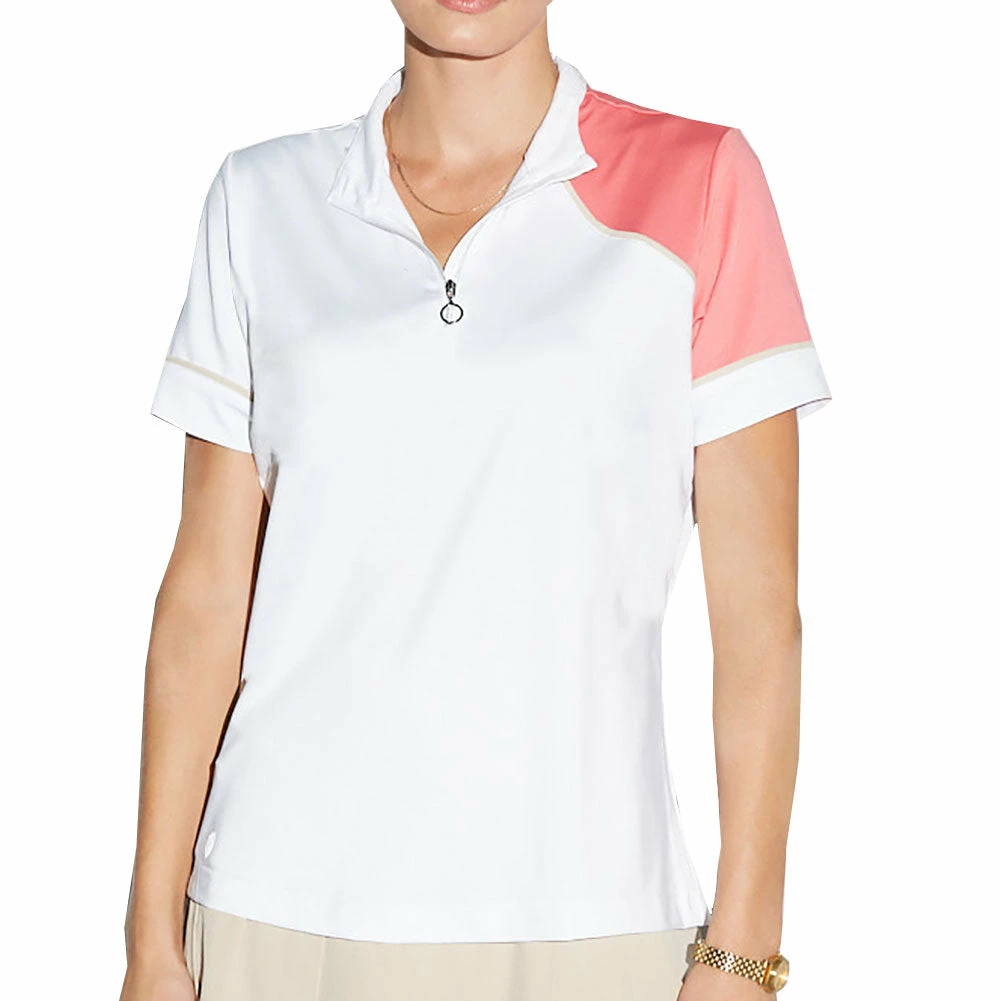 GGBlue Jesse White Punch Womens Golf Polo 1 GGBlue Jesse White Punch Womens Golf Polo