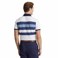 Polo Ralph Lauren RLX Ralph Lauren Performance Pique White Variegated Stripes Mens Golf Polo