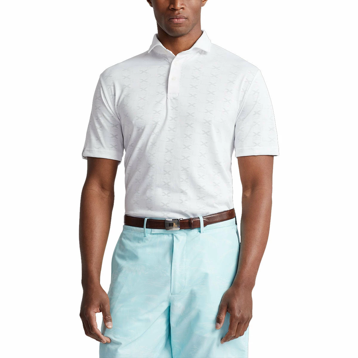 Polo Ralph Lauren RLX Ralph Lauren Knit Jacquard Pure White Mens Golf Polo 1 Polo Ralph Lauren RLX Ralph Lauren Knit Jacquard Pure White Mens Golf Polo