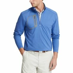 Polo Ralph Lauren RLX Ralph Lauren Brushed Back Tech Jersey Retreat Blue Mens Golf 1/2 Zip