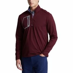 Polo Ralph Lauren RLX Ralph Lauren Brushed Back Tech Jersey Rich Ruby Mens Golf 1/2 Zip