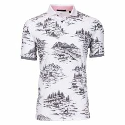 Greyson Wolf Toile Arctic Mens Golf Polo