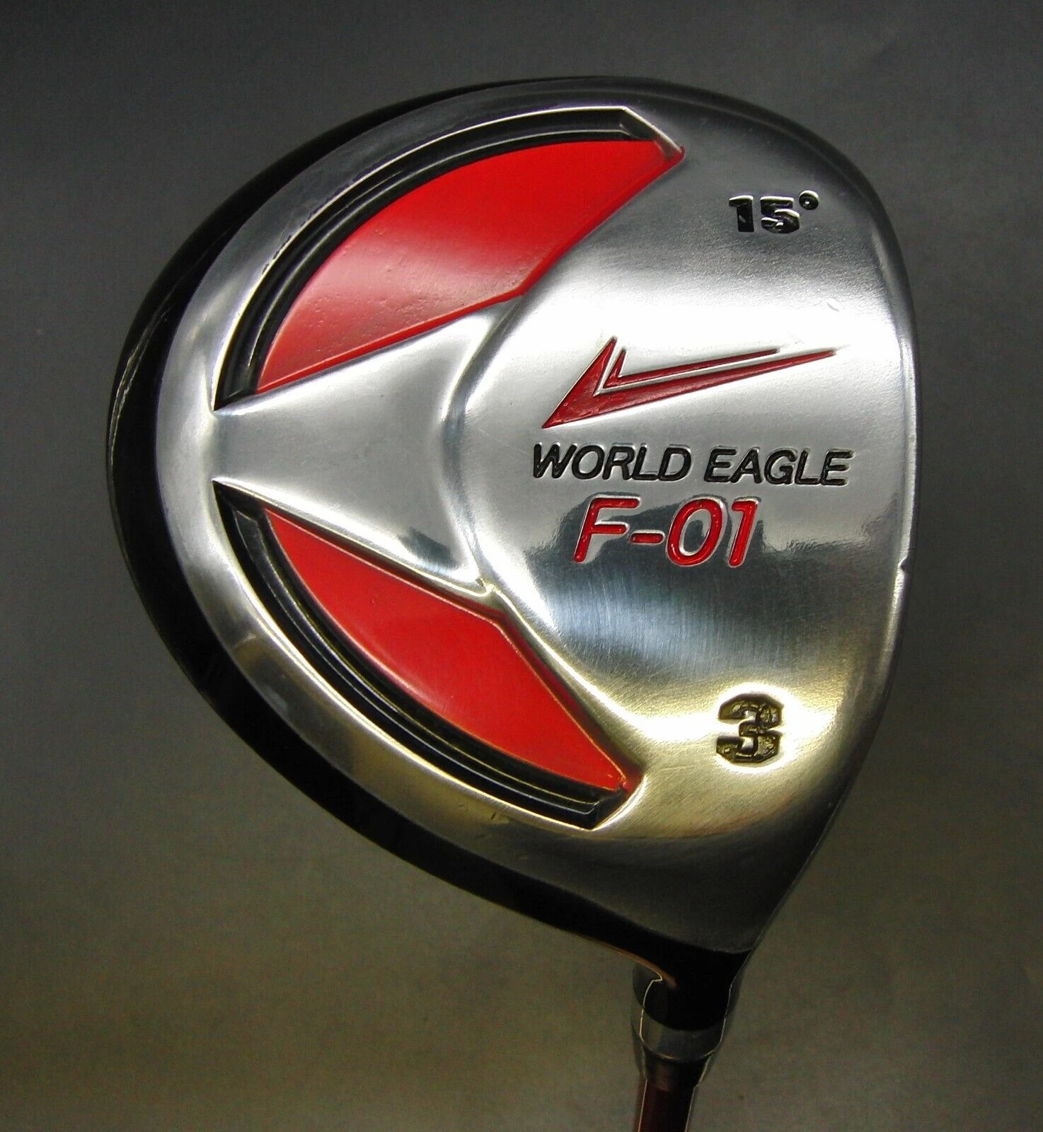 Japanese World Eagle F-01 15° 3 Wood Stiff Graphite Shaft Unbranded Grip 1 Japanese World Eagle F-01 15° 3 Wood Stiff Graphite Shaft Unbranded Grip