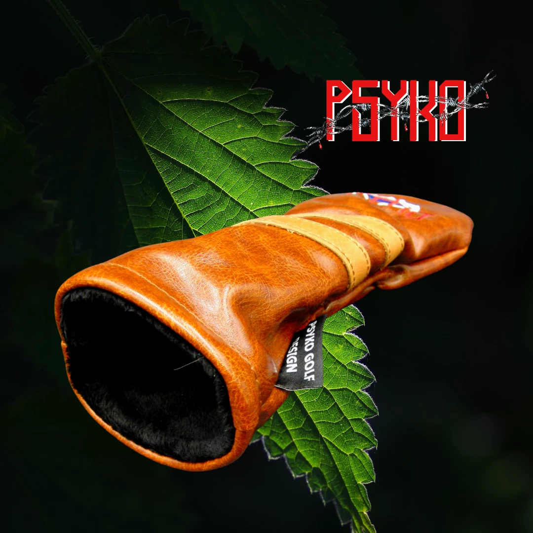 Luxury PSYKO GOLF Vintage-Style Embroidered PU Leather Hybrid Head Cover 3 Luxury PSYKO GOLF Vintage-Style Embroidered PU Leather Hybrid Head Cover - Image 3