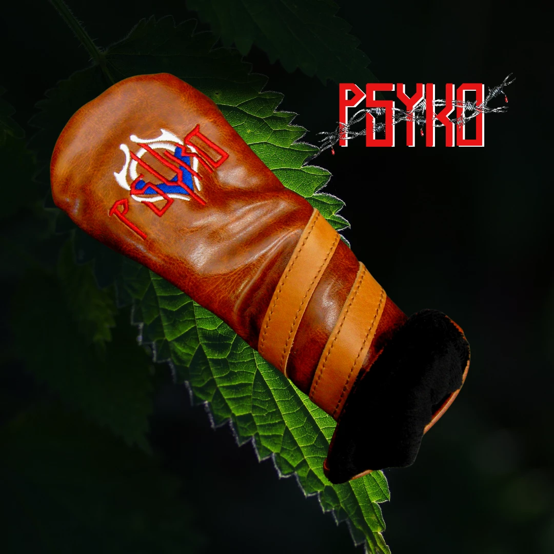 Luxury PSYKO GOLF Vintage-Style Embroidered PU Leather Hybrid Head Cover 2 Luxury PSYKO GOLF Vintage-Style Embroidered PU Leather Hybrid Head Cover - Image 2