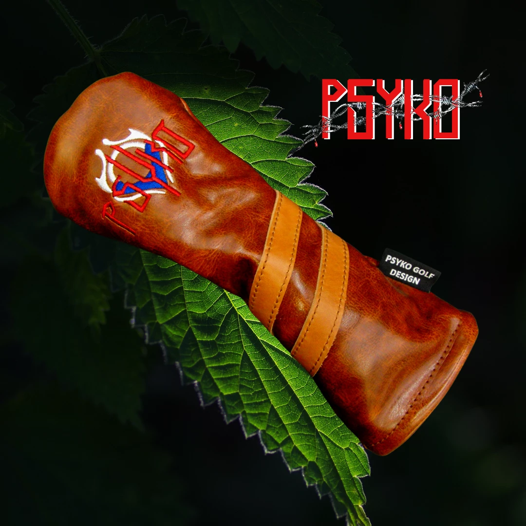 Luxury PSYKO GOLF Vintage-Style Embroidered PU Leather Hybrid Head Cover 6 Luxury PSYKO GOLF Vintage-Style Embroidered PU Leather Hybrid Head Cover - Image 6