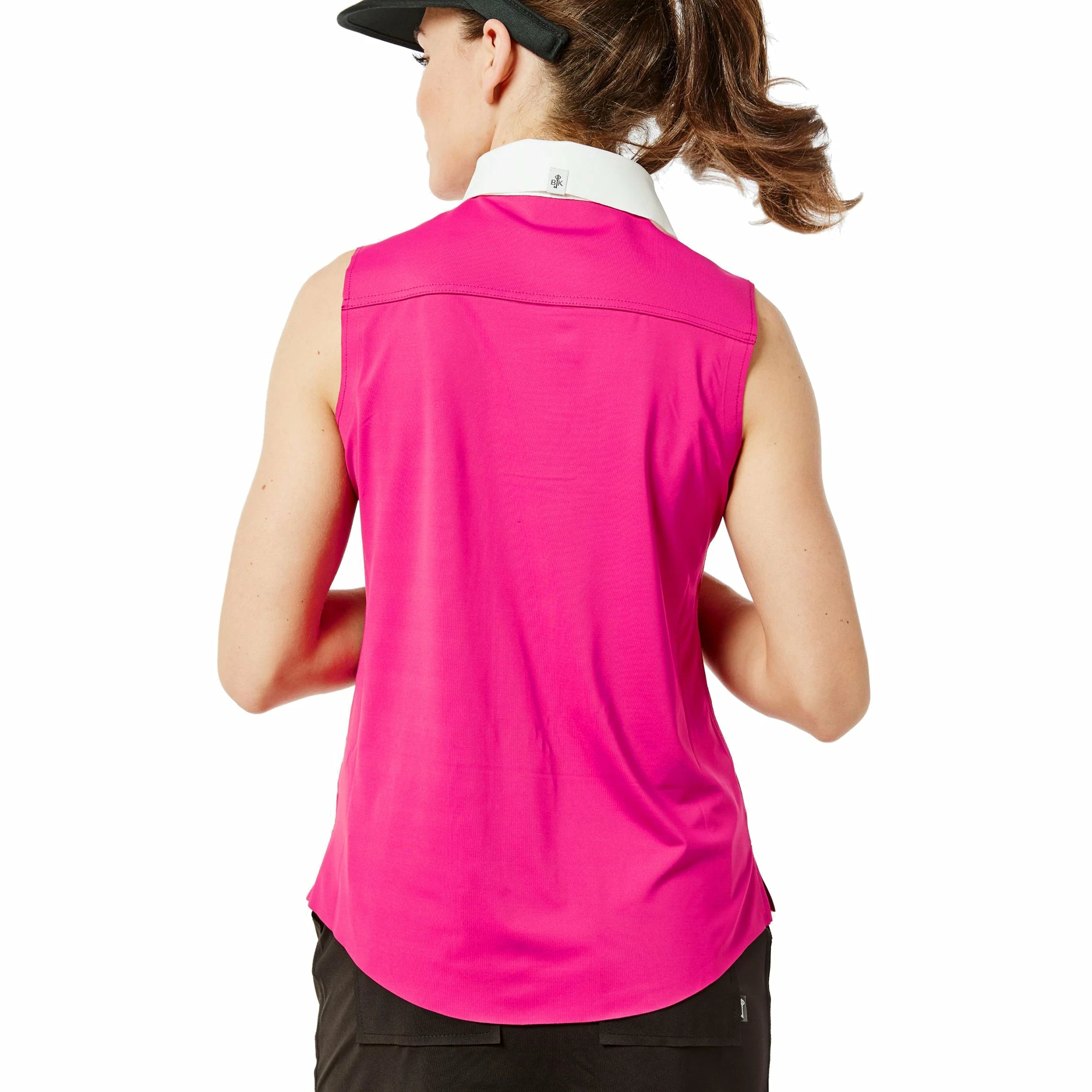 Belyn Key Piped Contrast Raspberry Womens Sleeveless Golf Polo 3 Belyn Key Piped Contrast Raspberry Womens Sleeveless Golf Polo - Image 3
